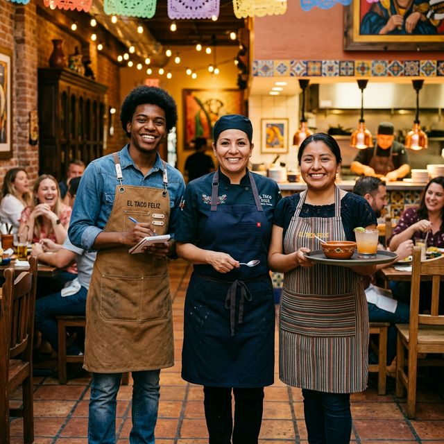 A happy group of Emilia's Restaurant staff members